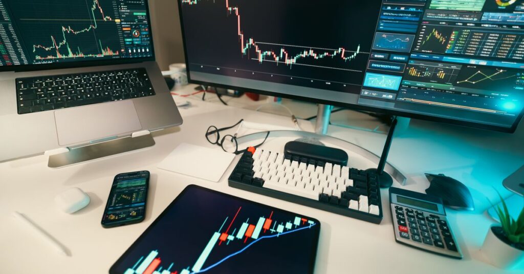 Forex trader reviewing a Heiken Ashi trend-following entry and exit setup on a laptop