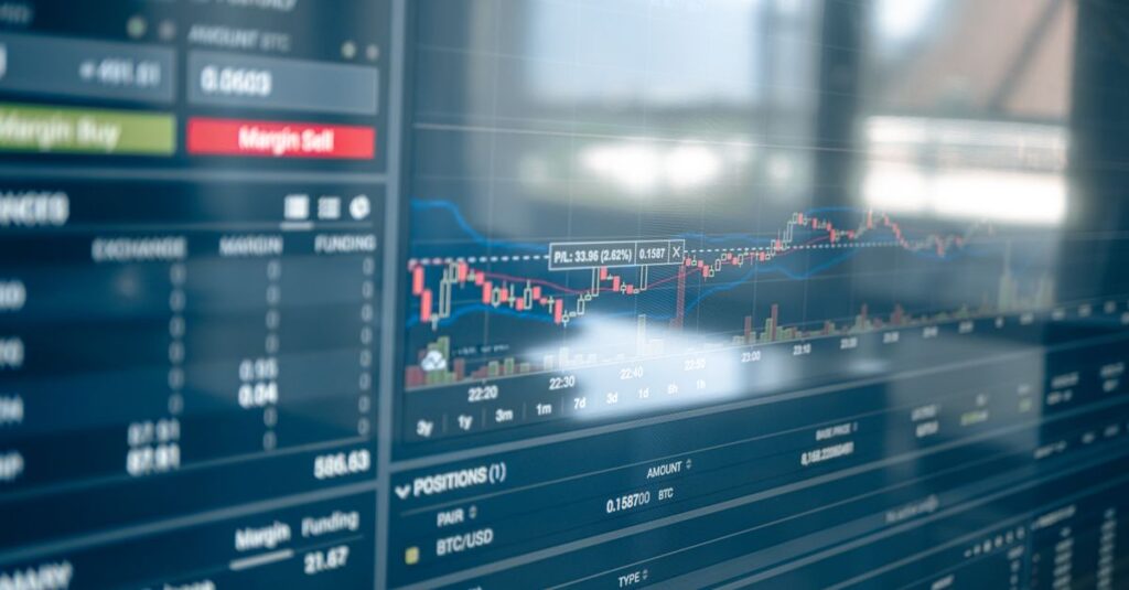 Forex robot expert advisor running on a MetaTrader candlestick chart on a trading screen